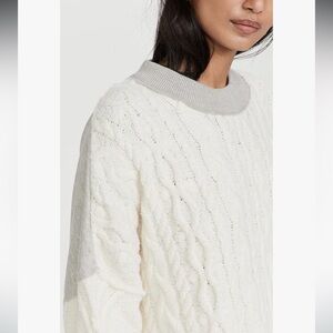 Free People Olympia Cream Cable Knit Turtleneck Sweater (NWT)